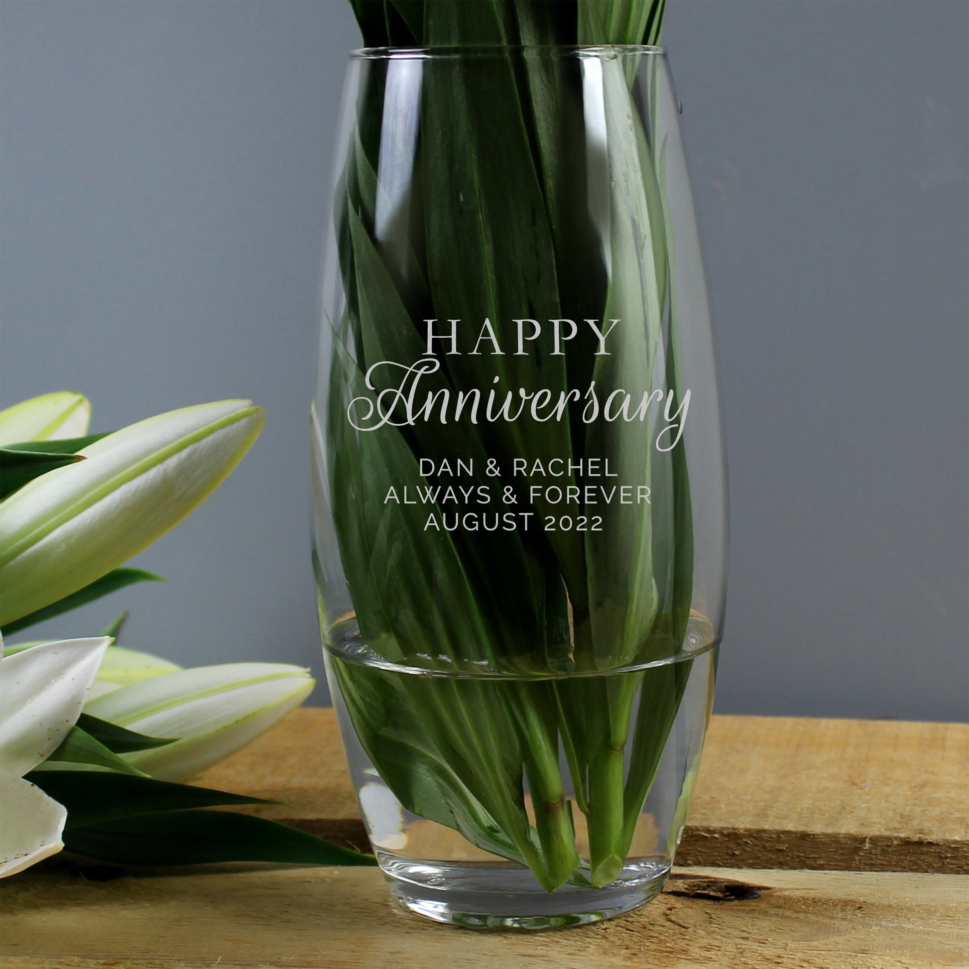 Personalised Happy Anniversary Bullet Glass Vase - Free Delivery