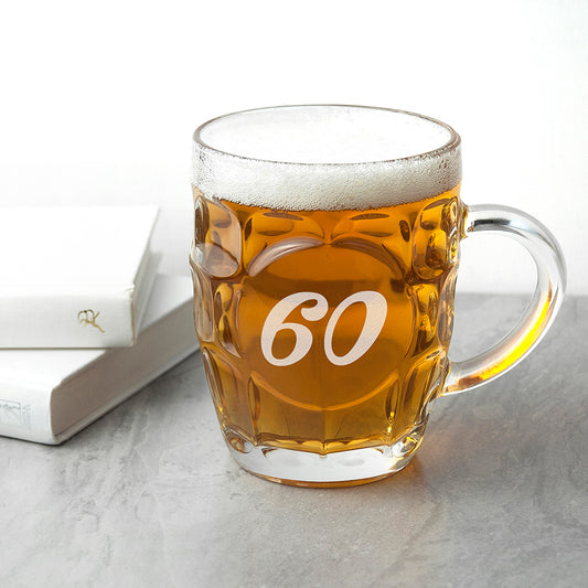 60th Birthday Dimpled Beer Glass