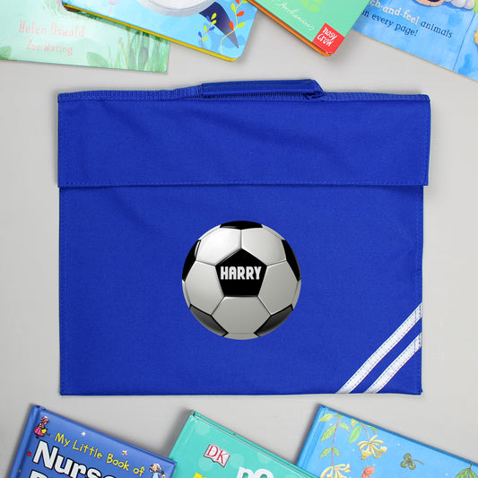 Personalised Football Blue School Book Bag