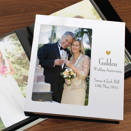 Personalised Golden 50th Wedding Anniversary Photo Frame Album