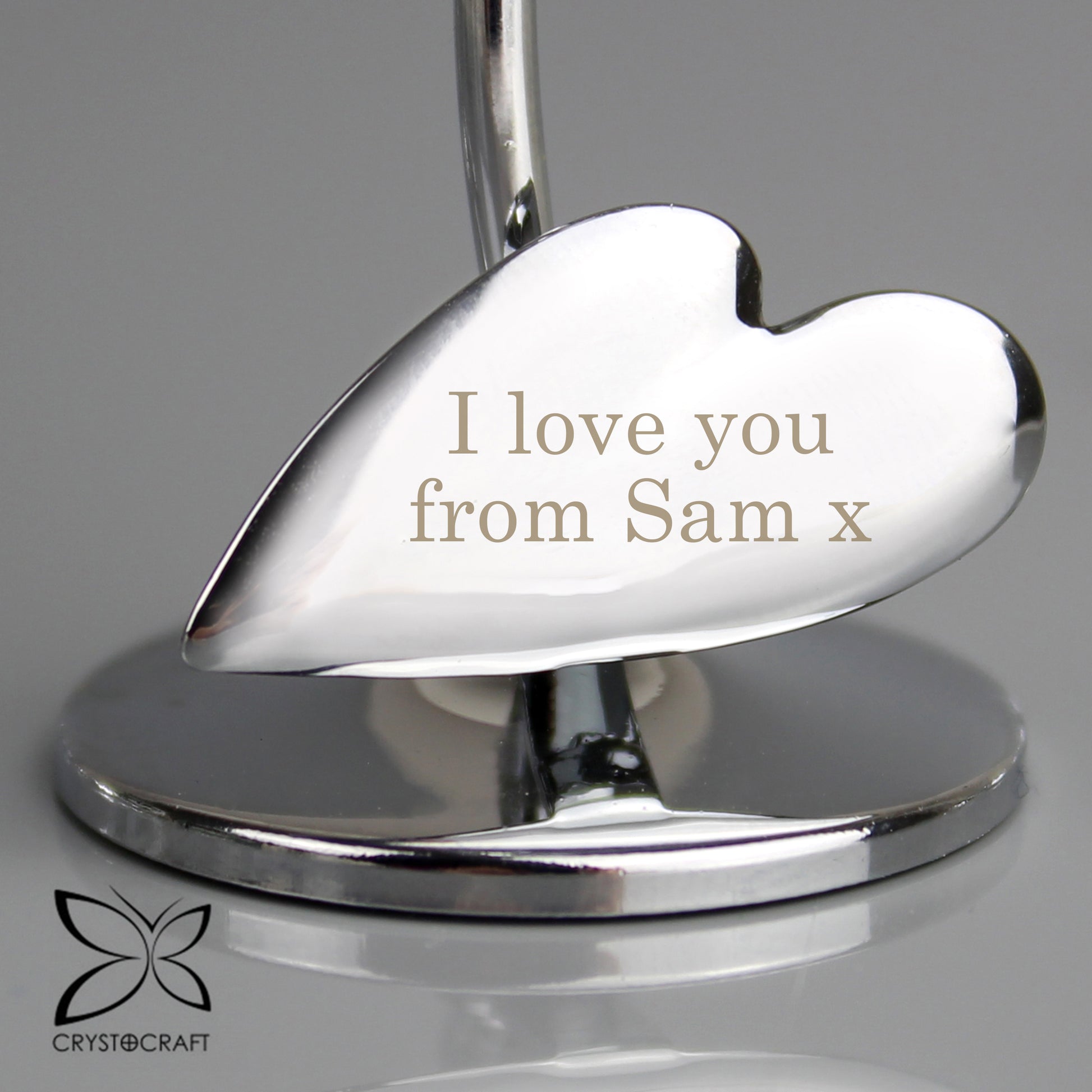 Personalised Free Text Crystocraft Rose With Heart Ornament
