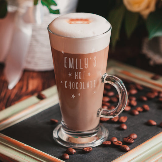 Personalised Engraved Stars Hot Chocolate Glass