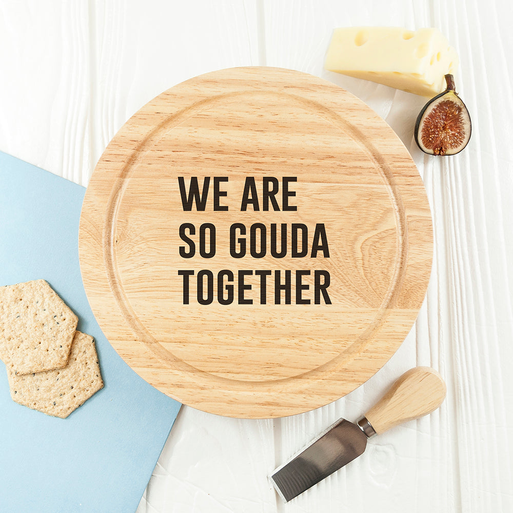 Personalised Any Message Round Cheese Board Set