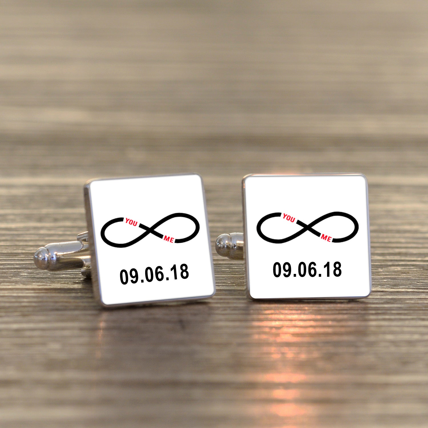 Personalised You & Me Infinity Square Cufflinks