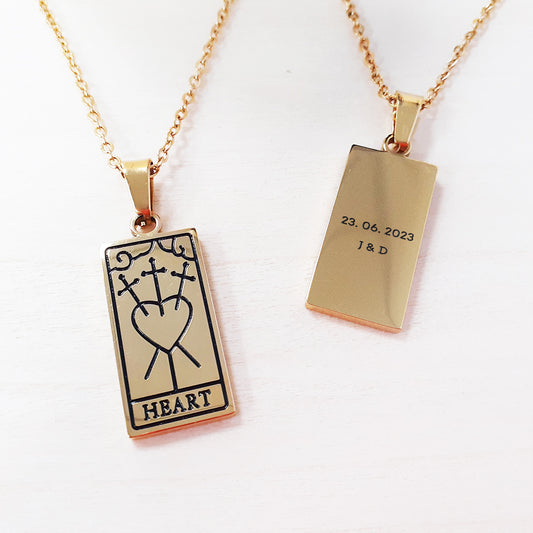 Personalised Heart Tarot Card Necklace