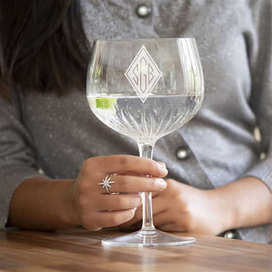 Personalised Monogrammed Crystal Cut Gin Goblet Glass
