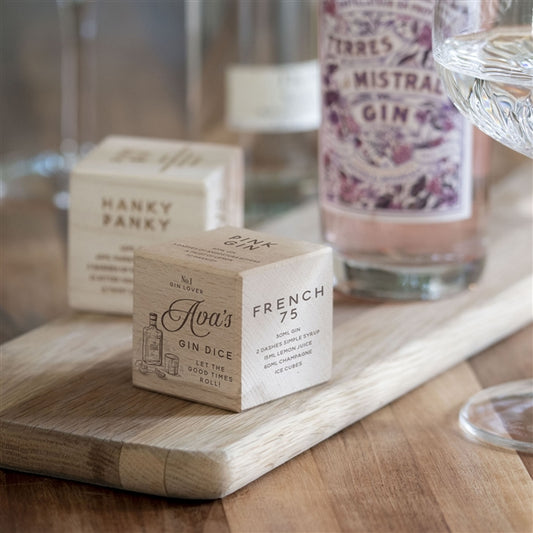 Personalised Gin Recipe Wooden Dice