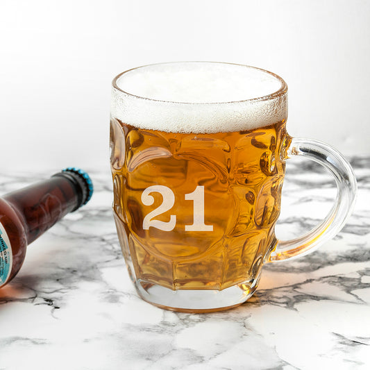 Personalised Birthday Age Dimpled Beer Glass