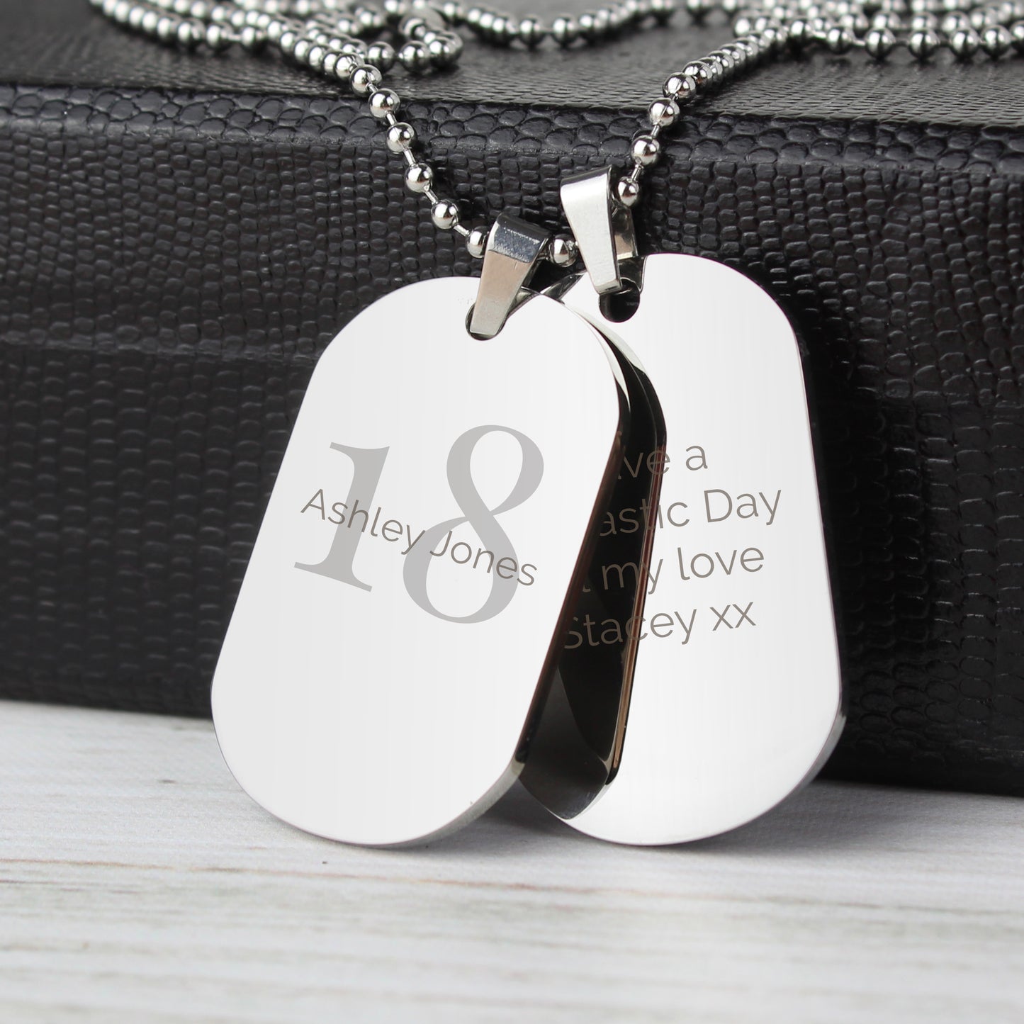 Personalised Birthday Age Stainless Steel Double Dog Tag Necklace