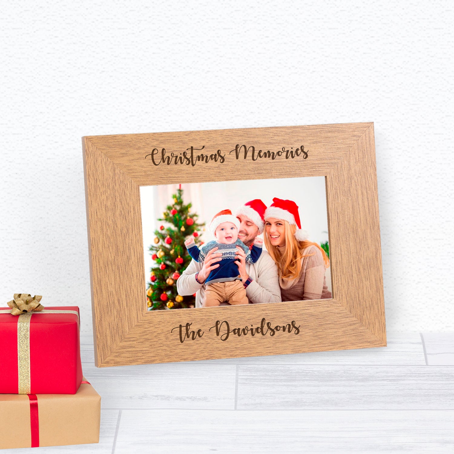 Personalised Christmas Memories Wooden Photo Frame