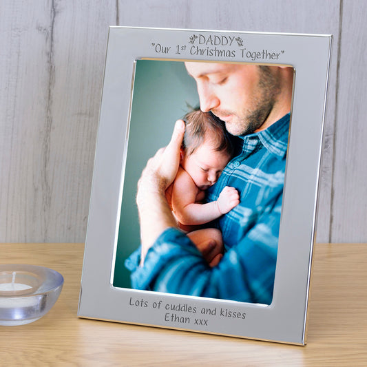 Personalised DADDY Our 1st Christmas Together Silver Plated Photo Frame