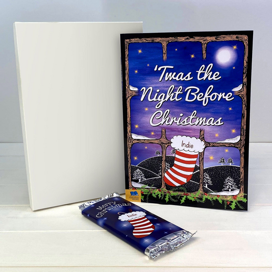 Personalised Twas The Night Before Christmas Book & Chocolate Gift Set