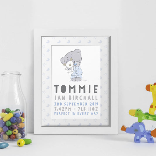 Personalised Tiny Tatty Teddy New Baby Framed Print