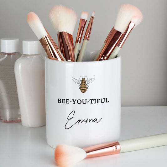 Personalised Bee-u-tiful Ceramic Make Up Brush Holder