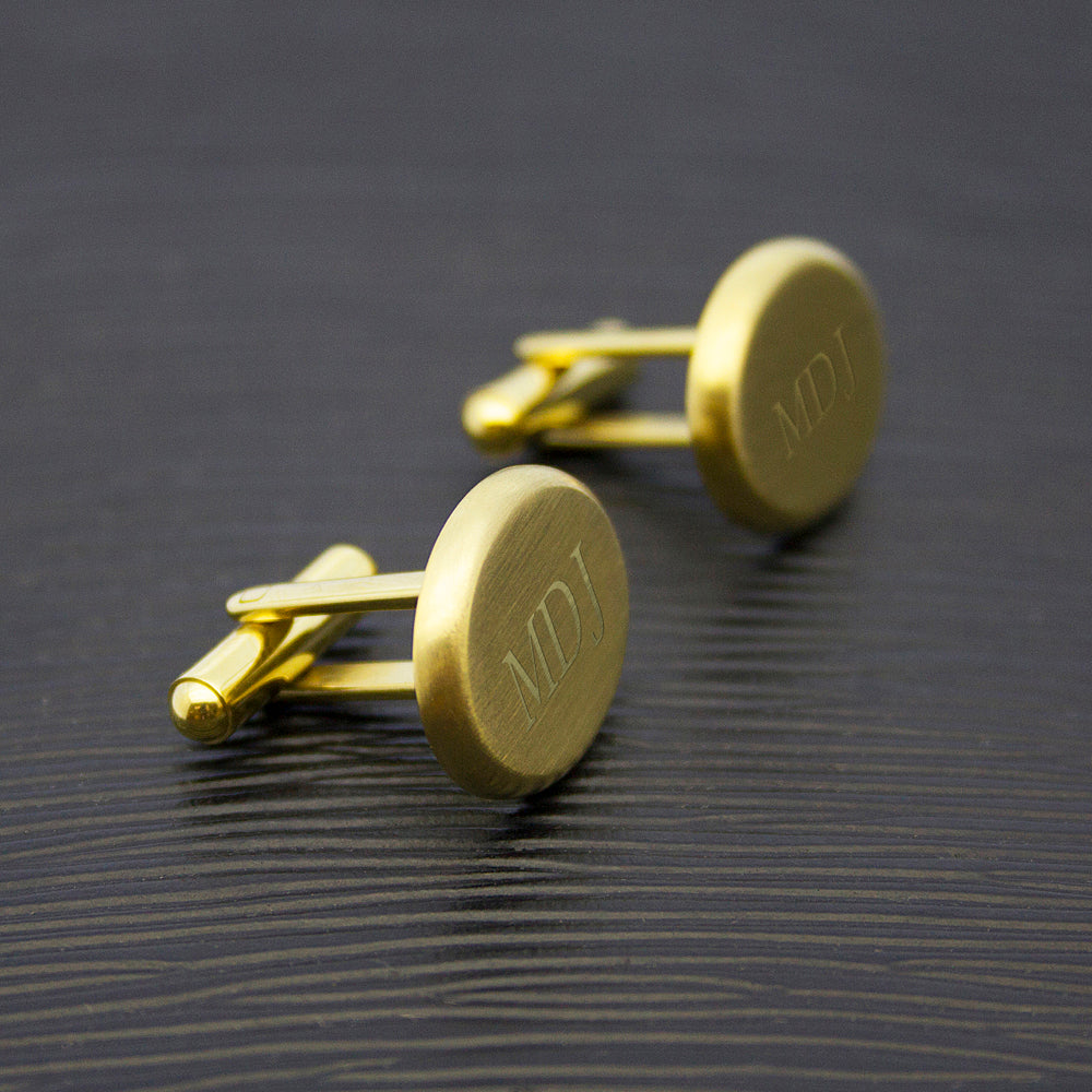 Personalised Men's Matte Finish Brushed Gold Oval Cufflinks