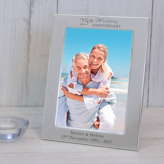 Personalised 25th Wedding ANNIVERSARY Silver Plated Photo Frame