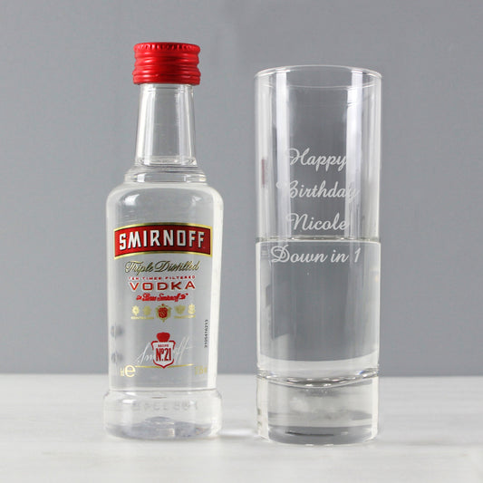 Personalised Shot Glass and Miniature Vodka Gift Set