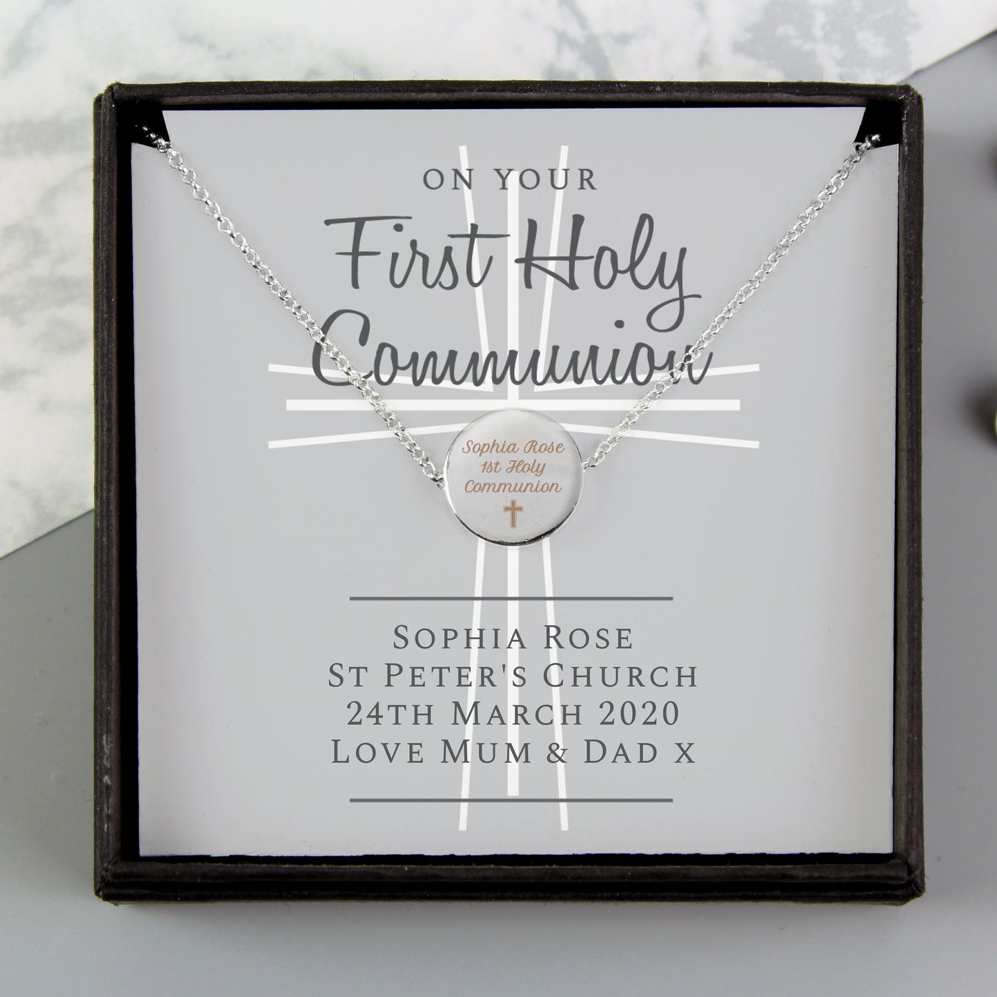 Personalised First Holy Communion Necklace & Gift Box