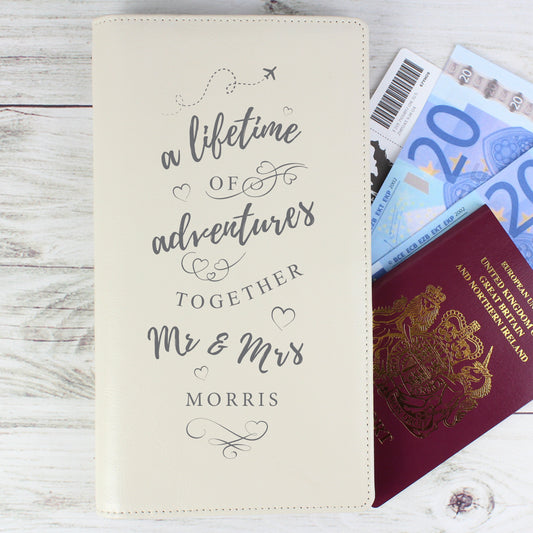 Personalised A Lifetime Of Adventures Mr & Mrs Travel Document Holder