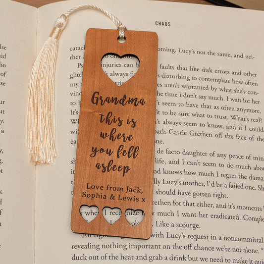 Personalised Wooden Bookmark - This Is Where You Fell Asleep - PCS Cufflinks & Gifts