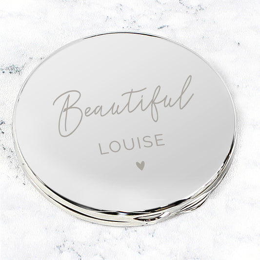 Personalised Heart Compact Mirror