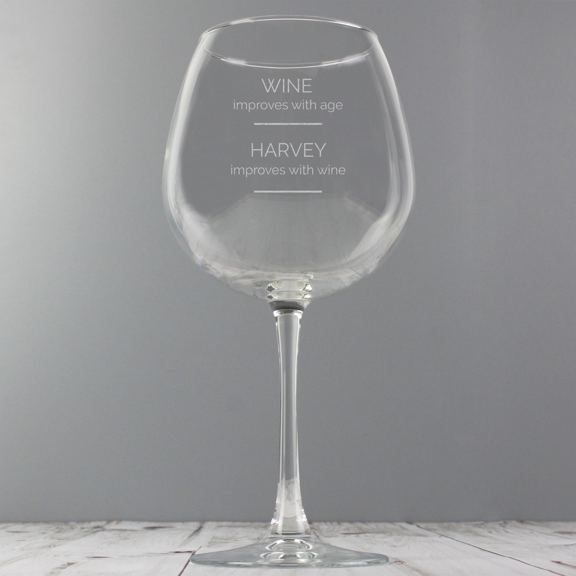 Personalised 'Wine Improves with Age' Giant Wine Glass