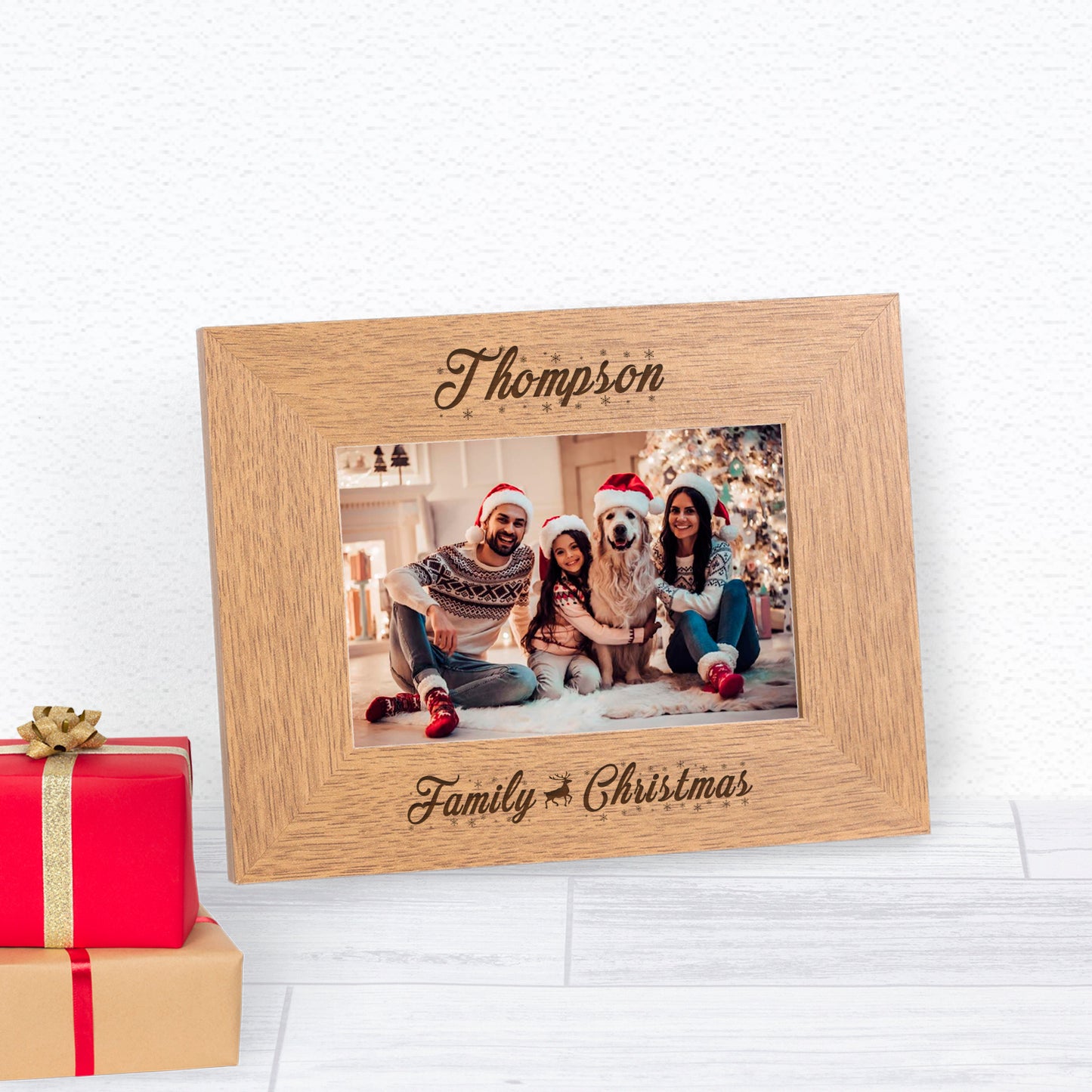 Personalised Family Christmas Wooden Photo Frame