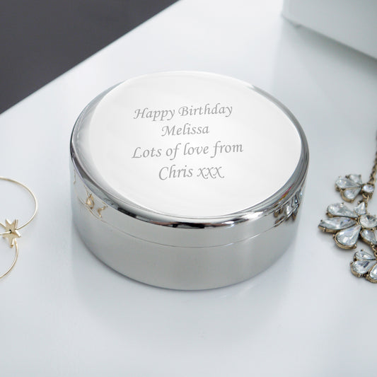 Personalised Round Trinket Box - PCS Cufflinks & Gifts