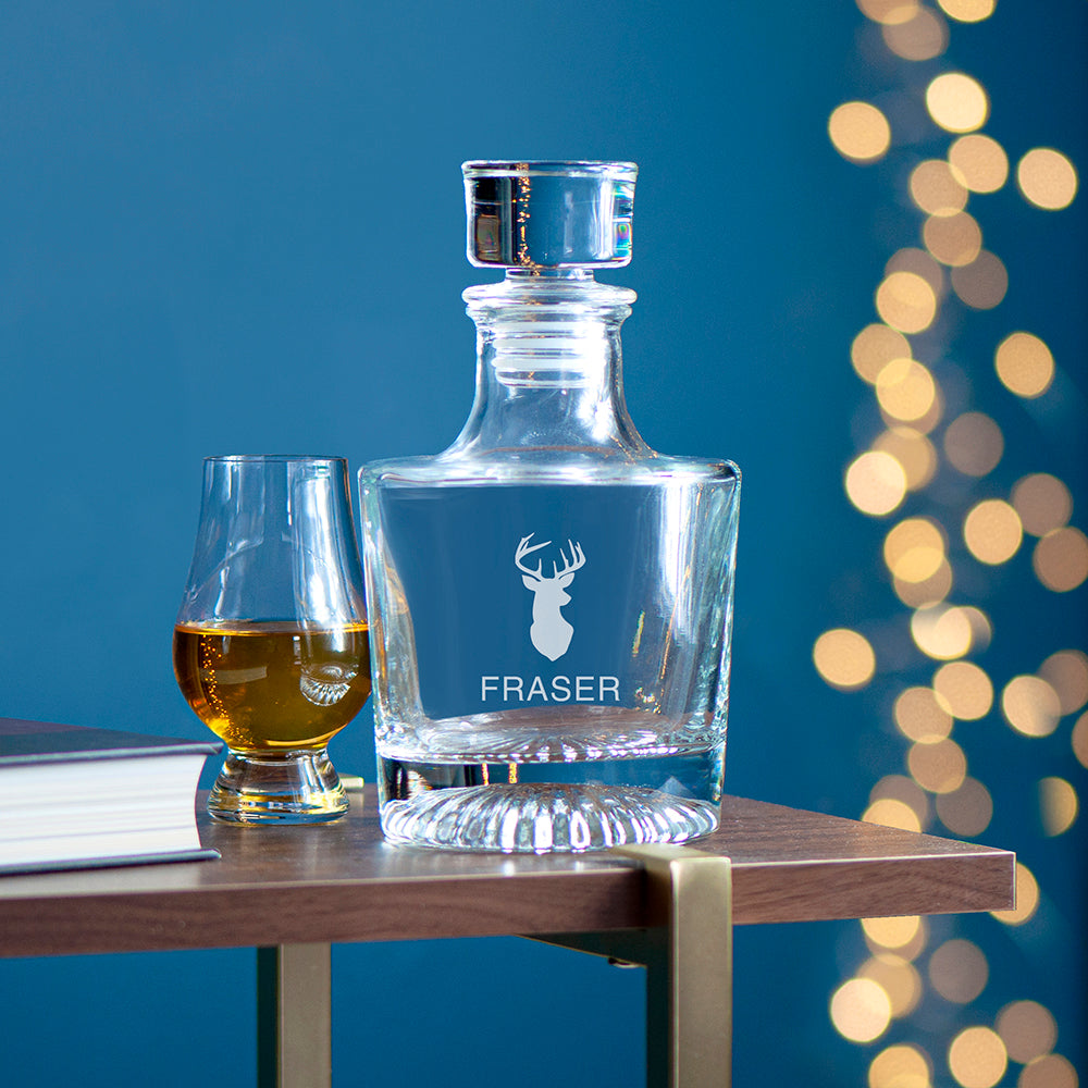 Personalised Elegance Stag Round Whisky Decanter