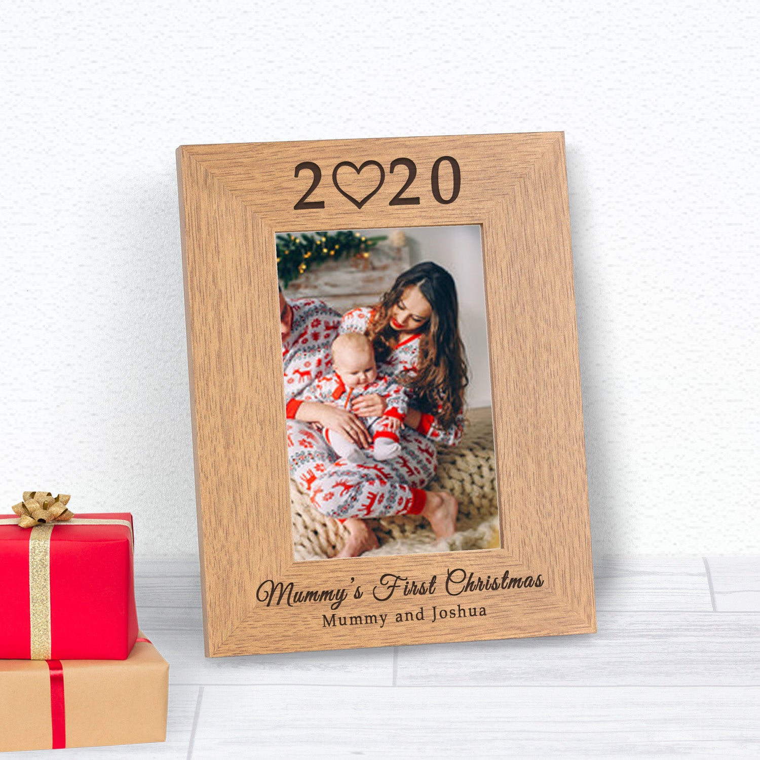 Personalised Mummy's First Christmas Wooden Photo Frame 