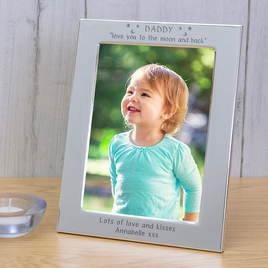 Personalised DADDY Love You To The Moon And Back Silver Plated Photo Frame