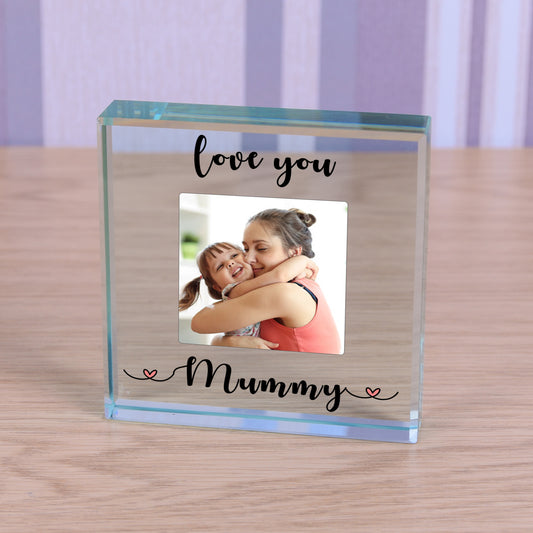 Personalised Love You Mummy Photo Glass Token