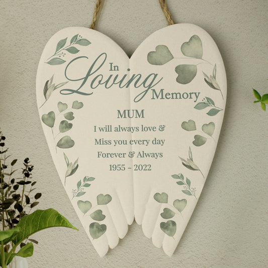 Personalised In Loving Memory Ceramic Wings Decoration