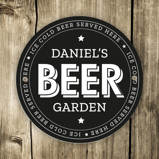Personalised Beer Garden Black Plaque Sign | Gifts For Him | Dad