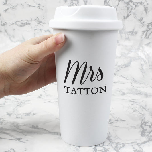 Personalised Mrs Insulated Reusable Eco Travel Cup