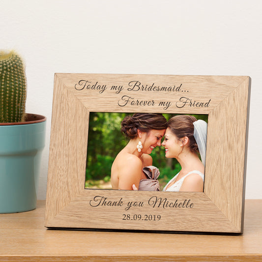 Personalised Bridesmaid Wooden Photo Frame - PCS Cufflinks & Gifts