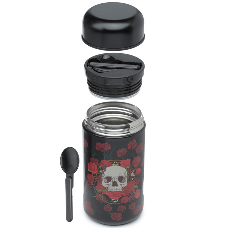 Skulls & Roses Stainless Thermal Insulated Lunch Pot with Spoon 500ml