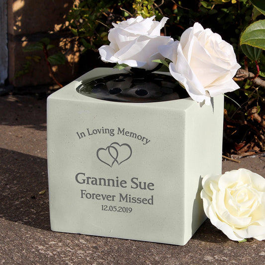 Personalised Floating Hearts Memorial Grave Vase