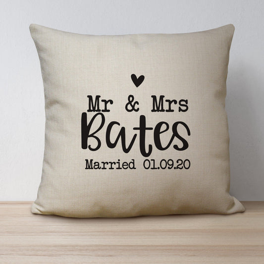 Personalised Wedding Date Linen Look Cushion | Gift