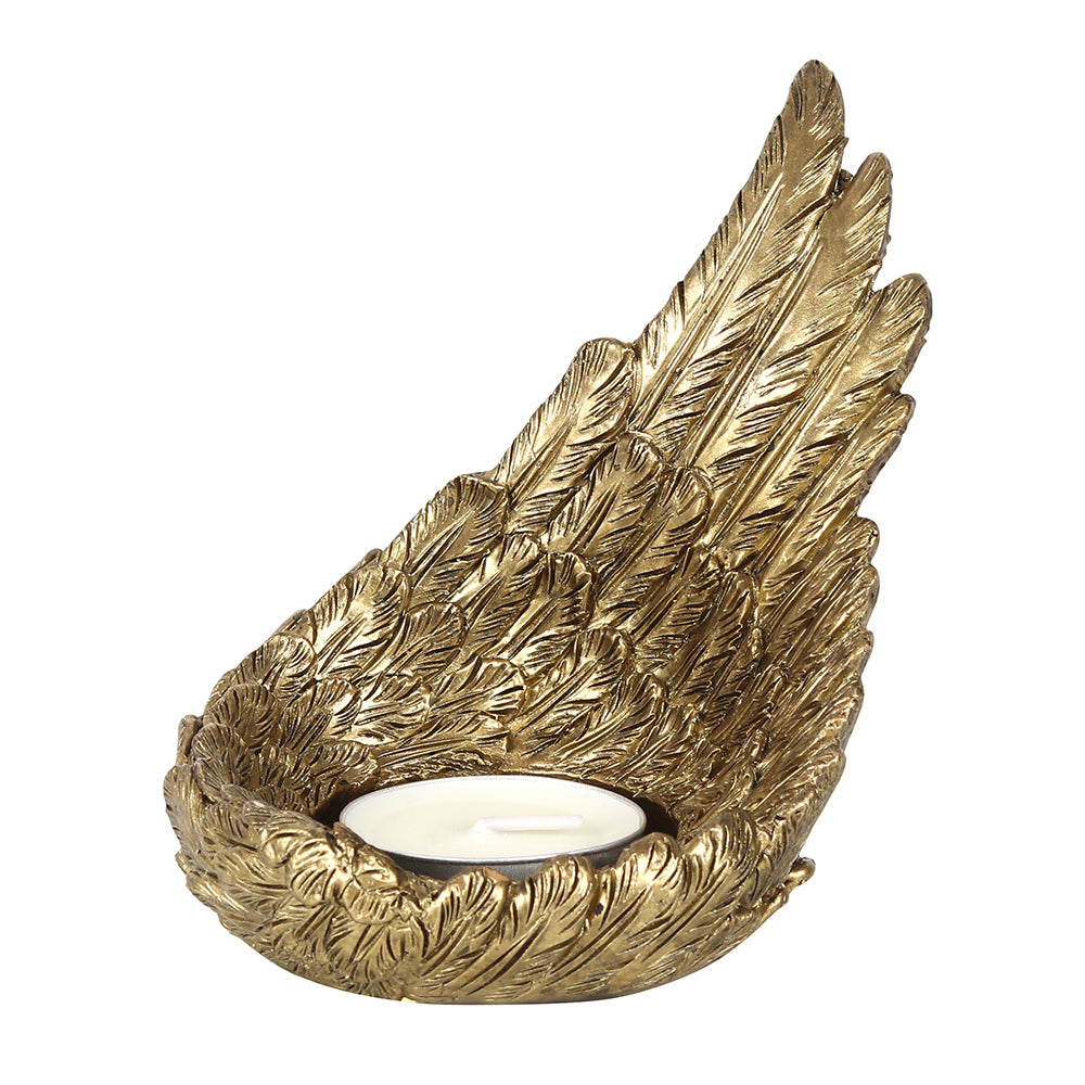 Gold Single Raised Angel Wing Candle Holder - PCS Cufflinks & Gifts