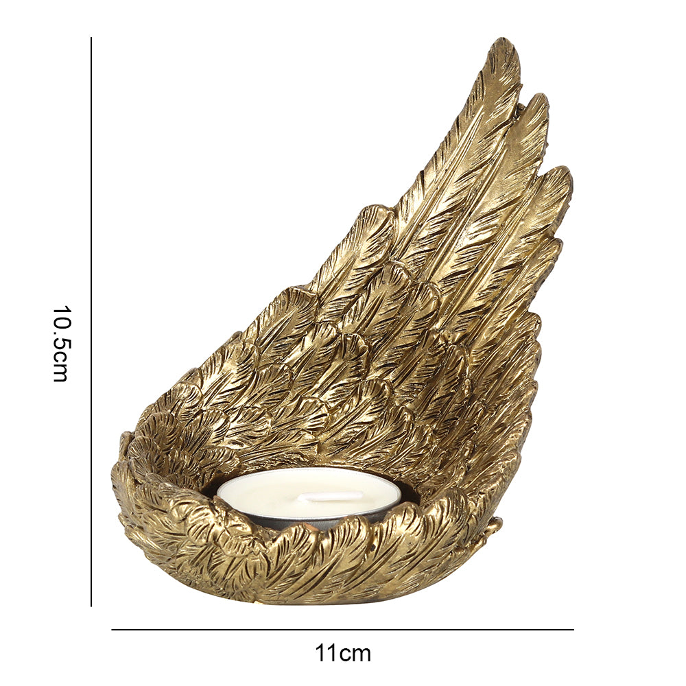 Gold Single Raised Angel Wing Candle Holder - PCS Cufflinks & Gifts