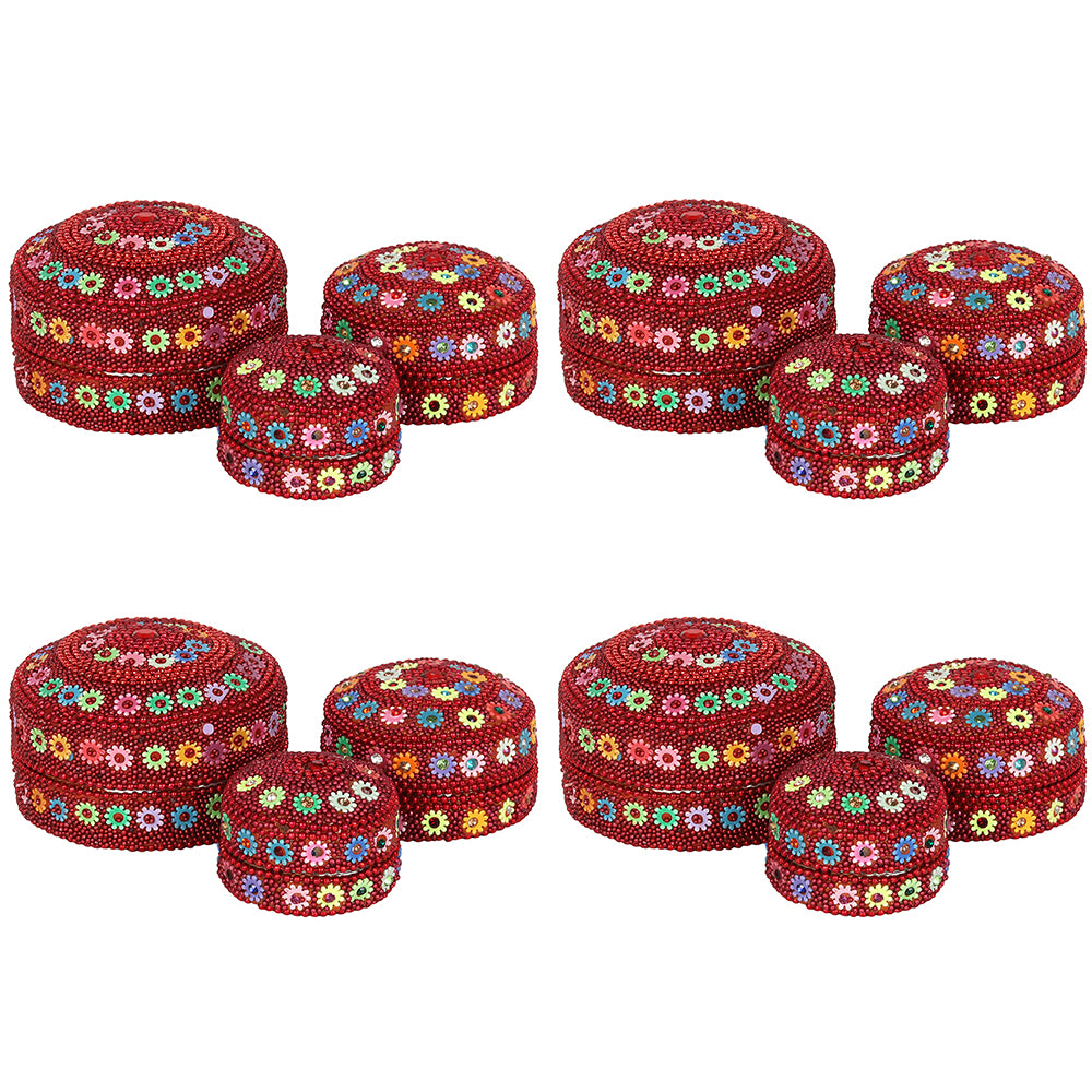 Set of 12 Red Beaded Trinket Boxes - PCS Cufflinks & Gifts