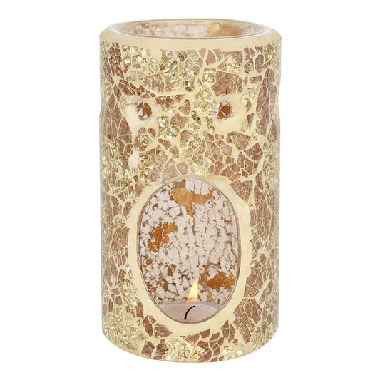 Gold Pillar Crackle Glass Oil Burner - PCS Cufflinks & Gifts