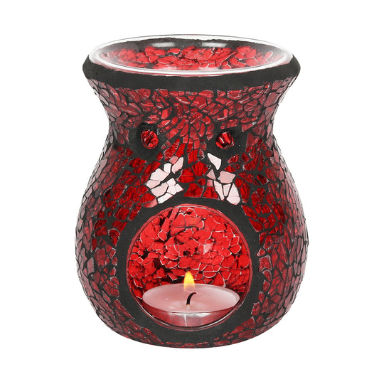 Small Red Crackle Glass Oil Burner - PCS Cufflinks & Gifts
