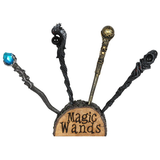 Wiccan Wand Display With 8 Wands - PCS Cufflinks & Gifts