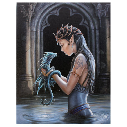 19x25cm Water Dragon Canvas Plaque by Anne Stokes - PCS Cufflinks & Gifts