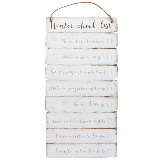 Winter Christmas checklist Wooden Wall Sign